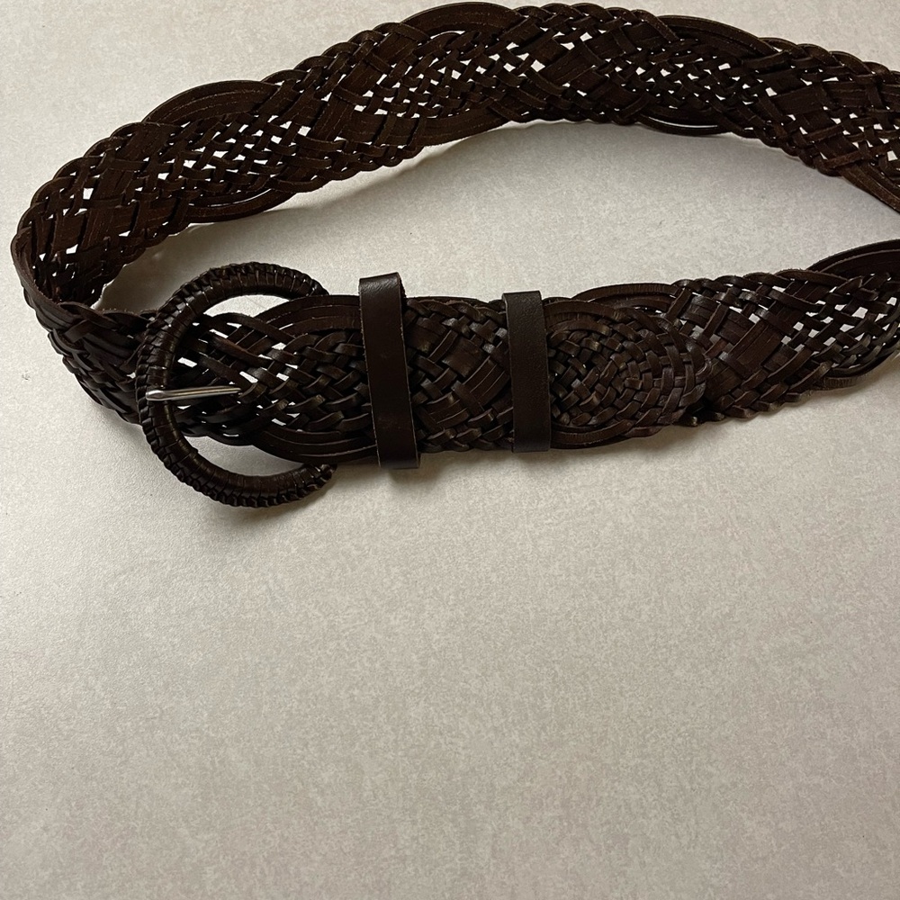 Silpada Brown Leather Braided Belt Size L